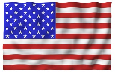 Waving flag of the United States of America. Stars and Stripes. State symbol of the USA. 3D illustration