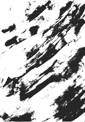 Black grunge brush stroke texture in retro style on white background. Abstract color splash. Dirty artistic design element.