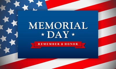 Memorial Day - Remember and honor on USA flag background Vector illustration. greeting card