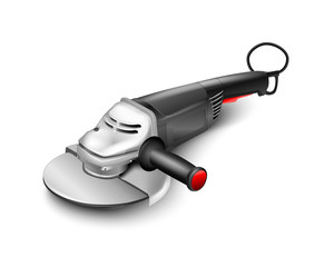 Flat black vector hand grinding sanding machine. Building equipment of power tools. Vector Circular Saw