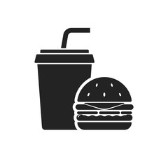 Fast food icon in simple black design isolated on white background 