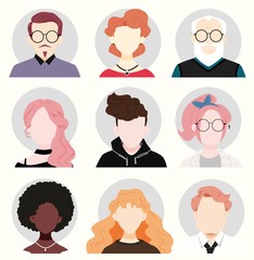 Flat Peoples Avatar Illustration For Profile, Web UI Design