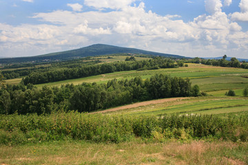 Fototapeta na wymiar Landscape of the Świętokrzyskie Mountains - view of Łysica