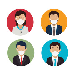 Fototapeta premium group of business people using face mask vector illustration design