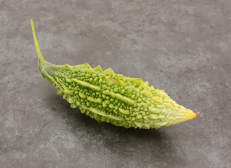 Fully ripe bitter melon fruit with green warty skin