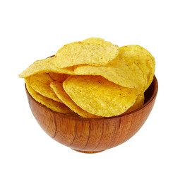 round corn chips isolated on white background