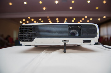 LCD Projector technology video presentation and home Entertainment object . mini led projector on...