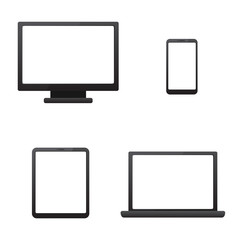 Devices vector illustration in simple design with blank screen isolated on white background 
