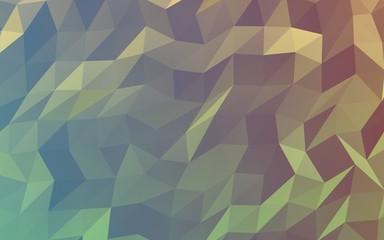 Abstract triangle geometrical green orange background. Geometric origami style with gradient. 3D illustration