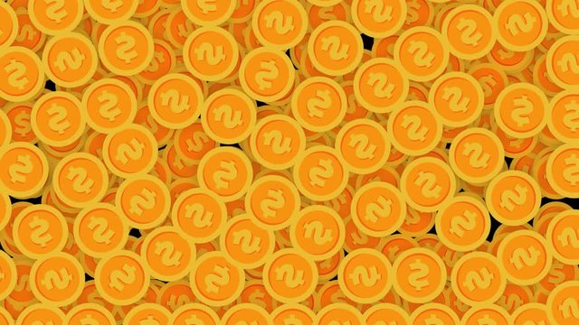 Money coins fly out of the screen. Winning a lot of gold coins is a victory. Illustration concept, money, 2d, 3d, alpha channel