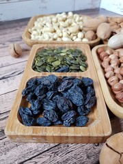 Raisins and nuts on a plate