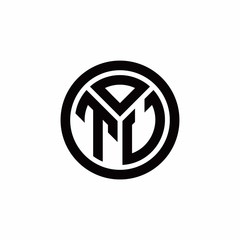 TU monogram logo with circle outline design template