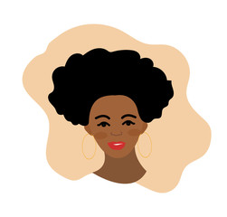 African american woman flat style. Afro girl isolated on a white background. Vector illustration