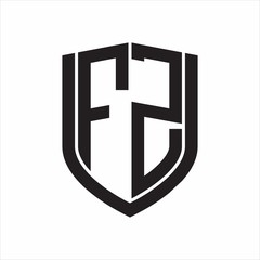 FZ Logo monogram with emblem shield design isolated on white background
