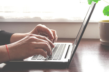 Freelancer works in home office on self-isolation during pandemic