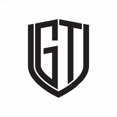 GT Logo monogram with emblem shield design isolated on white background