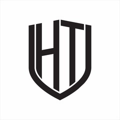 HT Logo monogram with emblem shield design isolated on white background