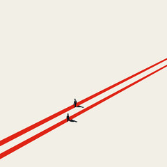 Business difference in opinions vector illustration. Symbol of different directions, strategy.