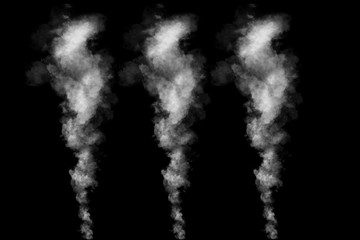 Smoke isolated on black background.