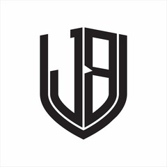JB Logo monogram with emblem shield design isolated on white background