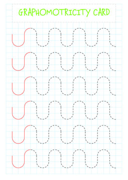 Printable worksheet for kids. Handwriting practice sheet. Writing training.