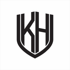 KH Logo monogram with emblem shield design isolated on white background