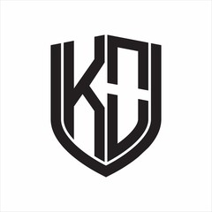 Obraz premium KO Logo monogram with emblem shield design isolated on white background