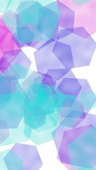 Multicolored translucent hexagons on white background. Vertical image orientation. 3D illustration