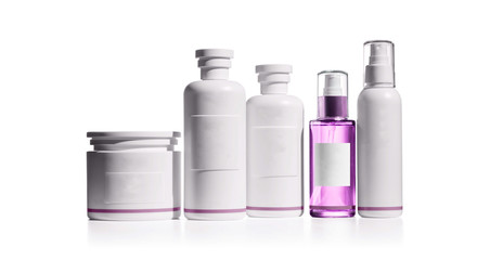 cosmetic bottles isolated on white 
