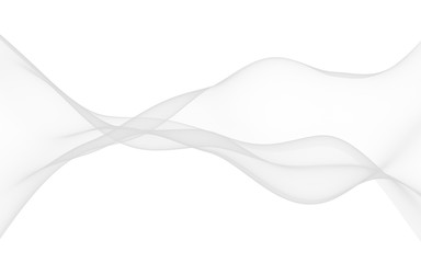 White abstract background. Fluttering white scarf. Waving on wind white fabric. 3D illustration