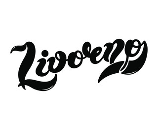 Livorno. The name of the Italian city in the region of Toscana. Hand drawn lettering. Vector illustration. Best for souvenir products
