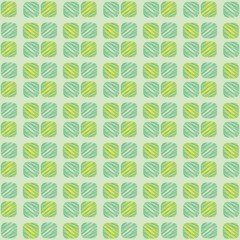 Fototapeta premium Green squares seamless vector abstract pattern. Simple surface print design in fresh colors. For fabircs, stationery, and packaging.