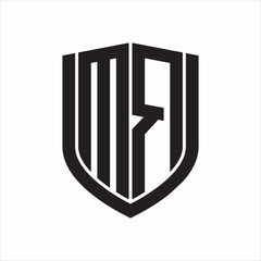 MR Logo monogram with emblem shield design isolated on white background