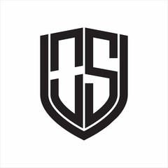 OS Logo monogram with emblem shield design isolated on white background