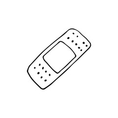 Doodle medical patch vector illustration. Hand drawn medical patch. Doodle plaster icon in vector. Doodle medical patch icon