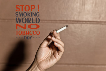 Human refusing cigarettes concept for quitting smoking and healthy lifestyle.