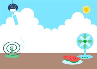 夏の縁側のイメージイラスト