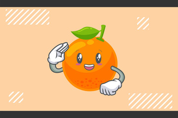 SMILING, HAPPY Face. Orange Citrus Fruit Cartoon Mascot Illustration.
