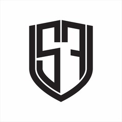 SF Logo monogram with emblem shield design isolated on white background