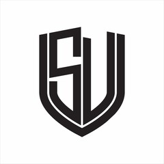 SU Logo monogram with emblem shield design isolated on white background