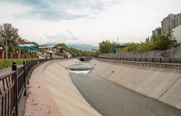 cityscape river in the city on a summer day