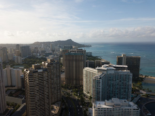 Aerial view of downtown buildings in Honolulu Hawaii