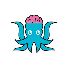 Squid logo. Abstract squid genius logo design vector template