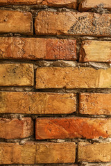 fragment of brown brickwork, close-up. Background texture, background.