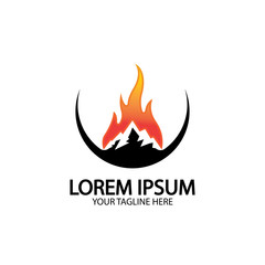 Mountain fire logo vector, mountain vector, fire vector, simple mountain logo design, fire simple design