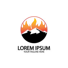 Mountain fire logo vector, mountain vector, fire vector, simple mountain logo design, fire simple design