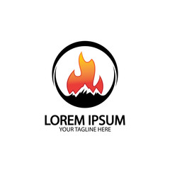 Mountain fire logo vector, mountain vector, fire vector, simple mountain logo design, fire simple design
