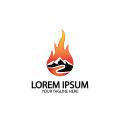 Mountain fire logo vector, mountain vector, fire vector, simple mountain logo design, fire simple design