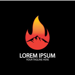Mountain fire logo vector, mountain vector, fire vector, simple mountain logo design, fire simple design