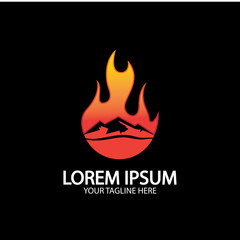 Mountain fire logo vector, mountain vector, fire vector, simple mountain logo design, fire simple design